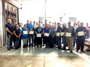 Tracy Foutch of Foutch Industries presented certificates to several employees for one to twenty years of service during an employee appreciation lunch Thursday