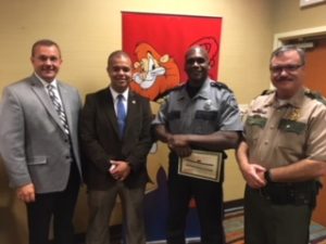 Sheriff Patrick Ray, Chief Deputy Robert Patrick, SRO/DARE Instructor Lewis Carrick, and Sergeant Scott Staggs DARE Trainer for the State of Tennessee.