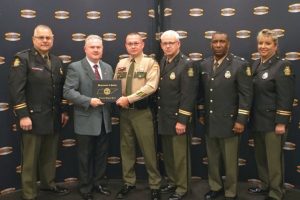 THP Captain R.C. Christian, Commissioner David Purkey, Lieutenant Dewaine Jennings, Colonel Tracy Trott, Lieutenant Commissioner Dereck Stewart, and Major Cheryl Sanders