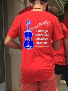 Volunteer Bill Miller showing off his Junior Jamboree t-shirt