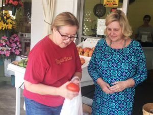 Jennifer Mitchell (right) with customer Catherine Chinkers