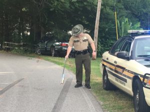 Trooper Jason Cobble of the Tennessee Highway Patrol Investigating One Car Crash