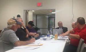 Members of Budget Committee: Left to Right- Jimmy Midgett, Jerry Adcock, Wayne Cantrell, County Financial Consultant Steve Bates, County Mayor Tim Stribling, and Committee member Jack Barton.