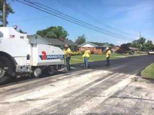 Tinsley Asphalt Company paving portion of Dry Creek Road last Summer