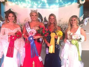 Fairest of the Fair: 1st runner-up Destiny Franklin, Queen and Most Photogenic Abigail Hope Taylor, 2nd runner-up Abby Marie Evans, and 3rd runner-up Susan Marie Webb