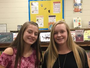 DeKalb Saints Homecoming Court from DeKalb West School: (left to right) Kayleigh Overstreet and Aly Griffith