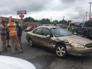 Five people were injured in a noon time wreck Monday at the intersection of South Mountain and Broad Street