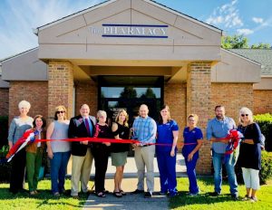 Chamber Ribbon Cutting at The Pharmacy at Family Medical Center Tuesday: Chamber Director Suzanne Williams; Chamber Board Member Jane Brown; Chamber President Rita Bell; Alex Woodward, Wilson Bank & Trust; Attorney Sarah Cripps; Pharmacists Susannah Cripps Daughtry & Collin Cantrell; Leslie Rich, Certified Phamacy Technician; Julia Golden, Pharmacy Technician; Smithville Mayor Josh Miller; Chamber Board Member Lisa Cripps