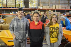 Pictured left to right are DeKalb West School Junior Beta members Karson Smallwood, Kolton Slager, and Chloe Dies,