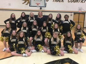 DCHS Basketball Cheerleaders with Coach Amanda Fuller