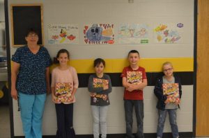 DeKalb West School had four students who were selected as the winners of the National School Nutrition coloring contest. Hannah Brown won from 4th grade, Jackson Lattimore was the 3rd grade winner, Mia Hall took the top prize from 2nd grade, and Sophia Eakes was named the Kindergarten winner.