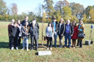 Members of Karen Jacobs' family at tree planting ceremony