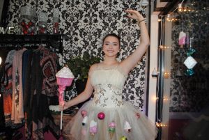 Christmas on the Square: MOST CREATIVE: Anna Rachel Blair is a LIVE model at Jamie A Boutique with the theme “ Sugar Plum Fairy Music Box”