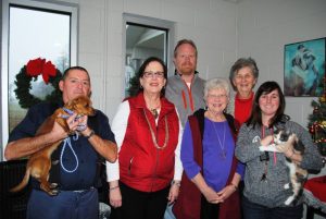 The DeKalb Animal Coalition observed Open House of the Animal Shelter on Sunday: Pictured- James Wilkerson (employee), Denise Brown (board member), Crede Colgan (board member), Marsha Darrah (board president), Sue Puckett (board member), and Megan Moore (Shelter Director)