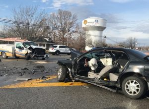 Lynda Neville was airlifted with serious injuries after a head-on crash this morning (Thursday) on West Broad Street in front of DeKalb County High School (Kevin Adcock Photo)