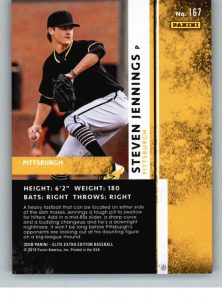 Steven Jennings “solo” baseball card. Back side of the "base" card