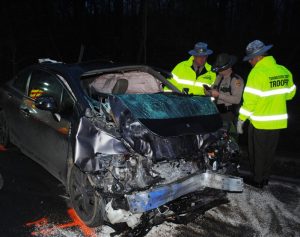 35 year old Freddie Eldridge of McMinnville, driving this 2013 Honda Civic, died when he crossed into the northbound lane of Highway 146 and struck an oncoming 2012 Jeep Cherokee driven by 51 year old Melissa Stringer of Smithville. The crash occurred about a mile from the DeKalb County Line in Cannon County.