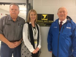 News 2 StormTracker meteorologist Davis Nolan with DeKalb West School Principal Sabrina Farler and School System Maintenance Supervisor Earl Jared