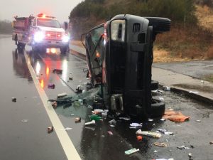 27 year old Michael Highers was traveling west on Highway 70 in a 2003 Chevrolet Trailblazer when his vehicle hydroplaned during the rain, went out of control, and overturned coming to rest on its side.