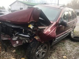 Wednesday night. Picture shows 2000 Jeep Laredo Thursday after it was towed by Gill Automotive Wednesday night. The Jeep was driven by 24 year old Antonio Larocco of Liberty