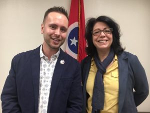 Jordan Wilkins, Chair of the County Chairs for the 6th Congressional District with Tennessee Democratic Party Chair Mary Mancini