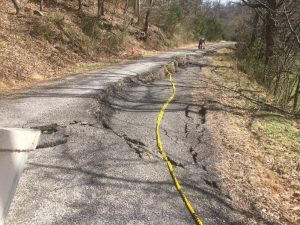 DeKalb County Could Benefit from Federal Disaster Declaration (Picture Shows the Collapse of Davis Hollow Road due to the heavy rains in February. The Road Department has since repaired the road and others like it.