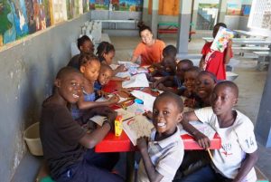 Kidman Puckett with a group of her students in Haiti