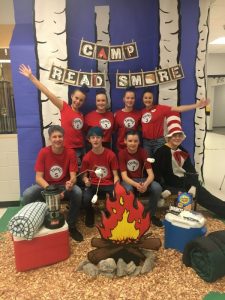 Students enjoying Camp Read S'more Family Literacy Night at DeKalb West School