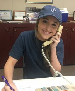 Macy Hedge, member of the DCHS Class of 2019 answering phone taking a pledge during WJLE Radiothon in support of 2019 DCHS Project Graduation