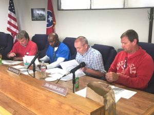 Board of Education Seeks County Funding for Teacher and Staff Pay Raises. Pictured- Chairman W.J. (Dub) Evins III and members Shaun Tubbs, Alan Hayes, and Jim Beshearse