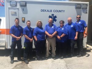 Celebrating EMS Week: DeKalb EMS “D” Shift Monday: Matt Adcock-AEMT, Trevin Merriman-AEMT, Stephanie Brown-EMT-P, Director Hoyte Hale, Kim Johnson-EMT-PCC, Kenneth Wells, Jr.-AEMT, and Jason Rice-AEMT