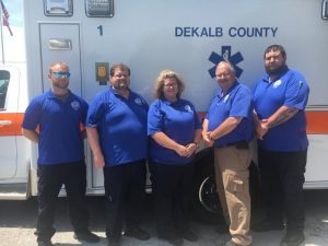 Celebrating EMS Week: DeKalb EMS “C” Shift Thursday: Matt Melton-EMT-P, Trent Phipps-EMT-P, Stephanie Brown-EMT-P, Director Hoyte Hale, and Justin Thompson-EMT-B