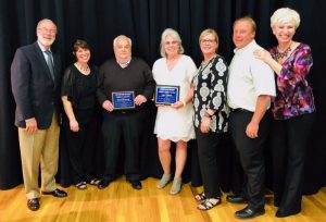 The Leadership DeKalb Alumni Association presents Lisa Cripps, Coordinator of the DeKalb Prevention Coalition, the Community Leader of the Year Award and the Legacy Award went to WJLE’s Dwayne Page. The awards were presented during the annual Chamber of Commerce Banquet Pictured: Ralph Vaughn, Jen Sherwood, Dwayne Page, Lisa Cripps, Beth and Darrell Gill, and Suzanne Williams