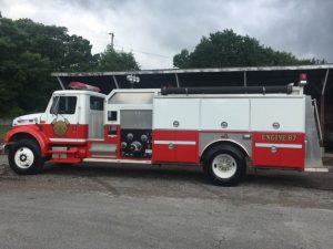 1996 Ferrara International Model truck is stationed at the Temperance Hall Community Fire Hall