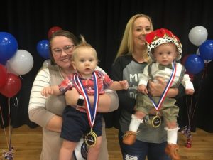 Jamboree Pageant (Boys Ages 7 to 12 months), the winner is Jaxen Khyren Agee (right). The 1st runner-up is Josiah Reece Chapman (left)