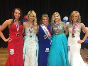 Miss Jamboree Pageant (Ages 14 to 16), the winner is Kenlee Renae Taylor (center). Runners-up pictured left to right: 4th- Leah Brooke Davis, 2nd- Mattie Isabelle Ray, Queen Kenlee Renae Taylor; 1st- Arista Isabella Rigsby, and 3rd- Monica Mashay Carlton