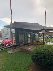 High Winds from Thunderstorm Today (Thursday) Takes Down Awning of Fiddlers’ Jamboree Stage