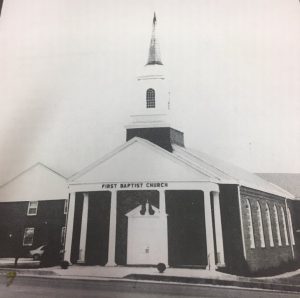 The third and existing Smithville First Baptist Church building erected in 1952