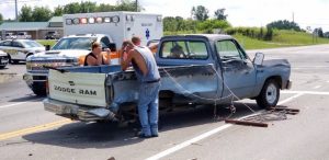 1988 Dodge Ram pickup truck driven by 35 year old Billy Johnson of Short Mountain Road, McMinnville (Jim Beshearse photo)