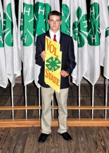 Clayton Crook placed 3rd in the state for the beef project at 4-H Round Up. He also received the highest honor a TN 4-H member can receive: Vol State.