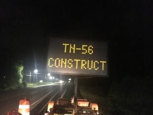 A message board has been placed on South Congress Boulevard in Smithville “TN 56 Construction is starting September 3”.