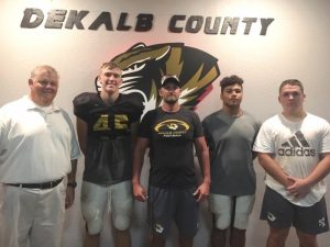 Listen for WJLE’S Tiger Talk Program Friday, August 30 at 6:30 p.m. featuring the Voice of the Tigers John Pryor (far left) interviewing Tiger Player Evan Jones (next to John Pryor), Tiger Coach Steve Trapp, and Tiger Players Antwon McCoy (next to Coach Trapp) and Dylan Denson (far right)