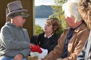 Lori Christensen from the Cannon Arts Dance Studio in Woodbury and Smithville will return as the “Black Widow” Elizabeth Dale as she continues to look for husbands on the hay wagons. The story goes that she kept a hat from each husband after his death. Here she is placing a hat on prospective husband, Ron Davies of Woodbury.