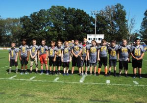 Junior Pro Football Senior Tigers recognized during Homecoming Saturday Part 1: left to right –Kolby Slager, Ryan Lyons, Cole Bain, Walter Bryant, Zachary Cook, Brandon Cook, Thomas Foutch, Porter Hancock, Hunter Buchanan, Matthew Lasser, J.T. Summers, Jacob Stewart, Kollin Young, Chase Young