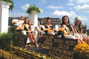 2019 DCHS Homecoming Day Parade : Pictured left to right: Queen Malia Nichole Stanley, and attendants Katherine Ann Malone, Megan Riley Walker, Ellisyn Kelsey Cripps, Sadie Rian West , and Sheridan Marie O’Conner