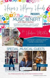 A music benefit and silent auction will be held for Hudson Mathis on Saturday, October 5 at the DeKalb County Complex from 5:30 p.m. until 9 p.m.