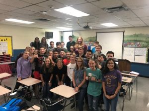 State Representative Terri Lynn Weaver with 8th grade class at DeKalb Middle School