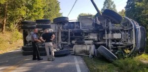 Dump Truck Driver Airlifted After Rollover Wreck (Jim Beshearse photo)