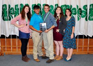 State Champion 4-H Poultry Judging Team: Megan Price, Jacob Williams, Clayton Crook, Lily Martin, and 4-H Agent/Coach Leigh Fuson.