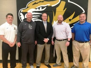 Wilson Bank & Trust Helping DCHS Athletic Programs Beef Up Their Weight Room : Pictured: DCHS Tiger Basketball Coach John Sanders, Lady Tiger Basketball and Tigerette Softball Coach Danny Fish, Chad Colwell of Wilson Bank & Trust, Tiger Baseball Coach Tad Webb and Tiger and Lady Tiger Soccer Coach Dylan Kleparek